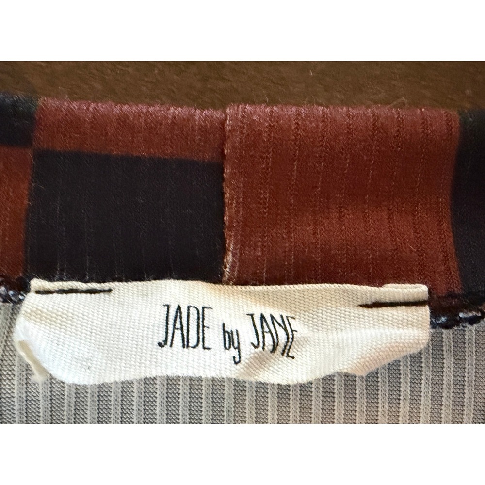 Jade by Jane Womens XL Checkerboard Ribbed Knit Top and Wide Leg Pants Set Brown - Picture 9 of 11
